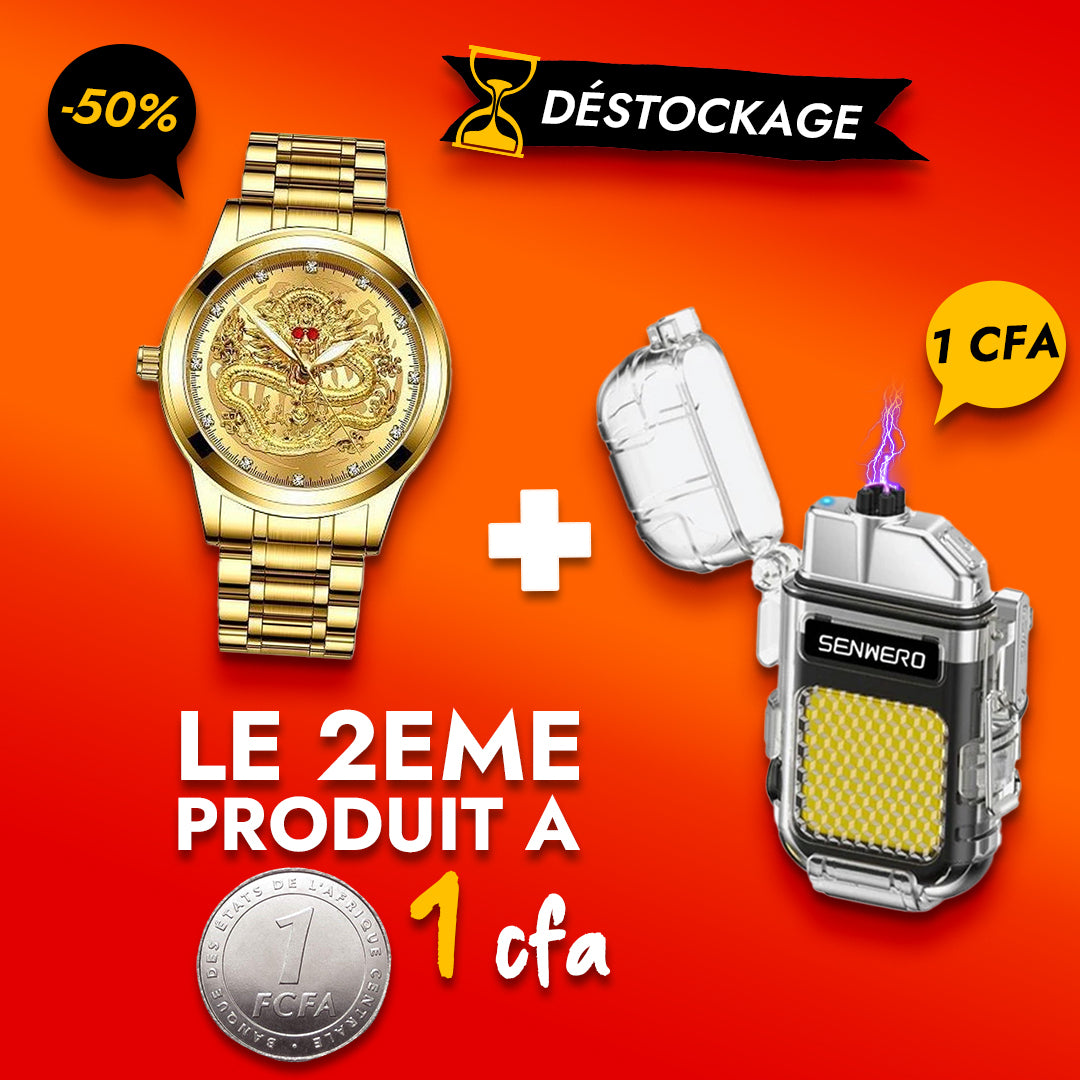 Briquet À Arc Transparent Rechargeable + Montre Dragon Offre-gb