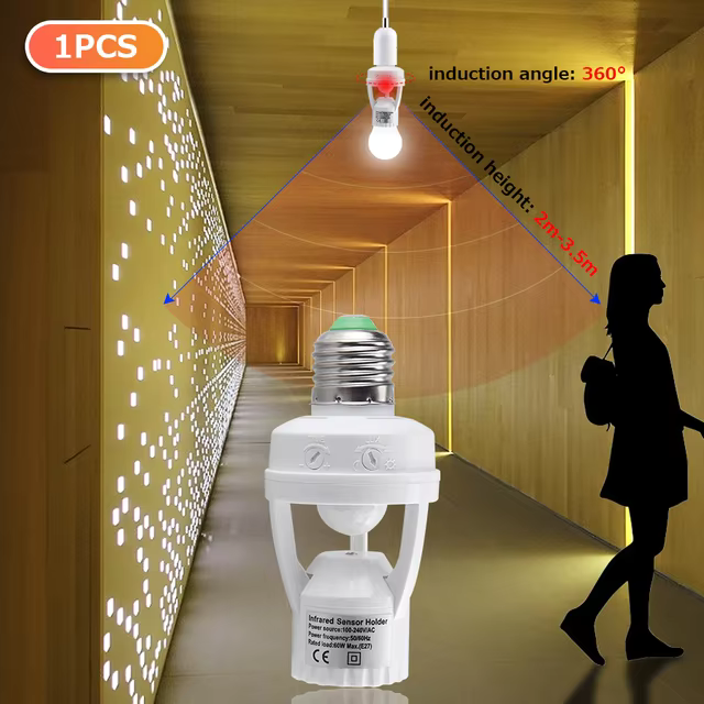 Douille de lumière de détection de mouvement PIR 360°-RDC