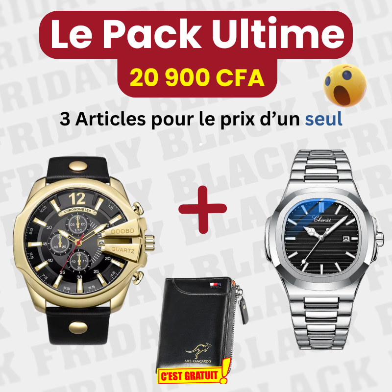 Pack Ultime = Portefeuille + Montre Rich +Montre CURREN- COD