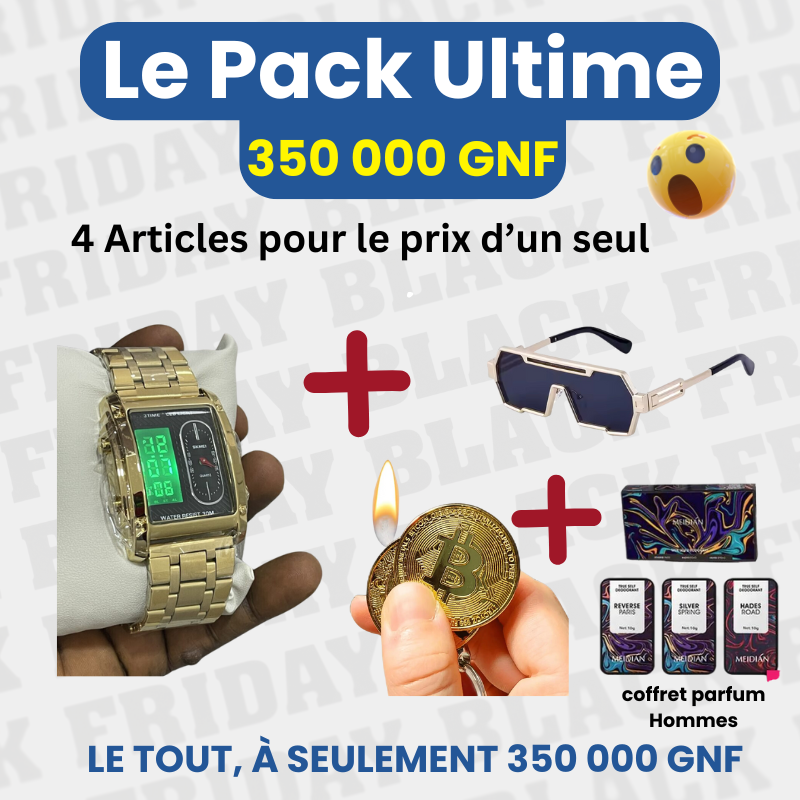 Pack Ultime = Montre SKMEI Dori +Lunettes de Soleil+Brique Bitcoin+ Partum d'amour - GNK