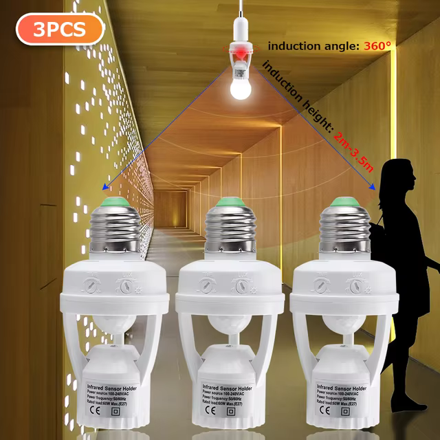 Douille de lumière de détection de mouvement PIR 360°-RDC