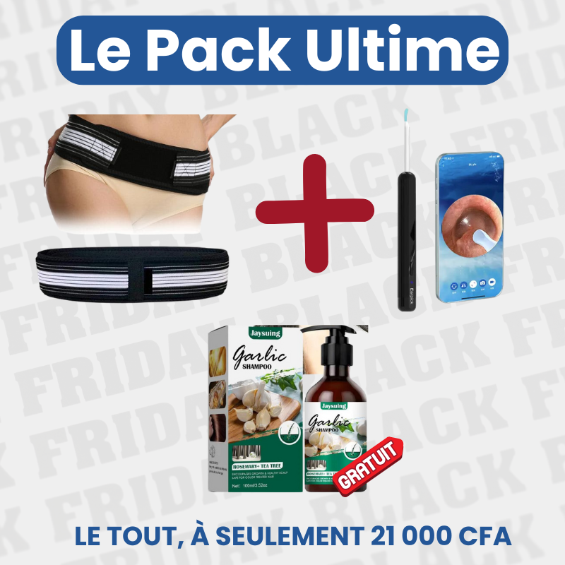 Pack Ultime = Ceinture Anti Douleur + E3 Nettoyeur D'oreilles + Shampaoing ( cadeaux )- COD
