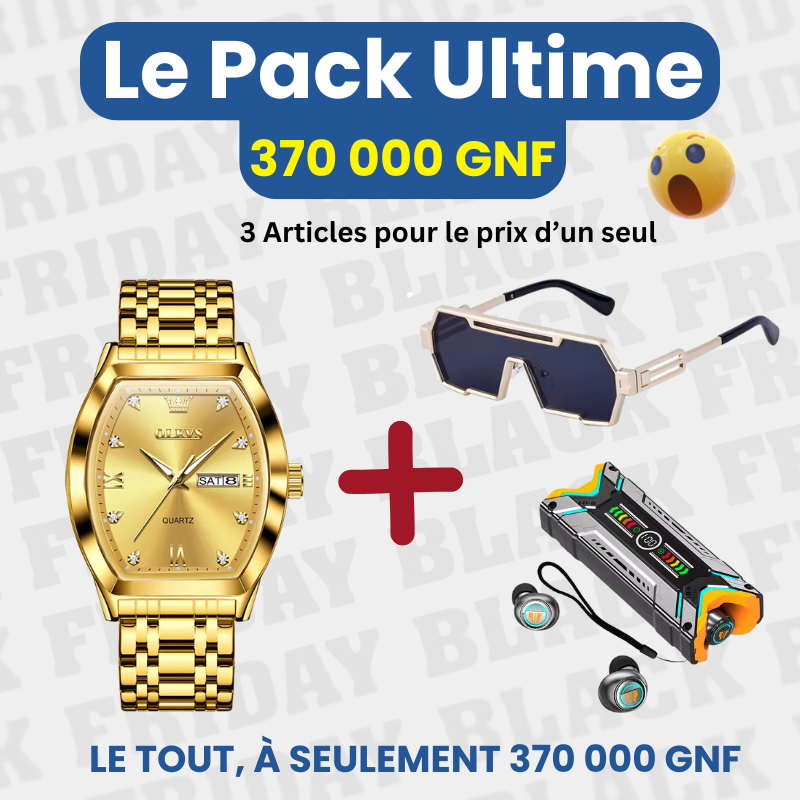 Pack Ultime = Montre OLevs Dori  +Lunettes de Soleil+Écouteurs sans fil M48- GNK