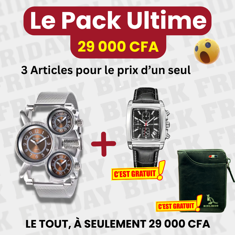 Pack Ultime = Portefeuille  + Montre Megir +Montre OULM- COD